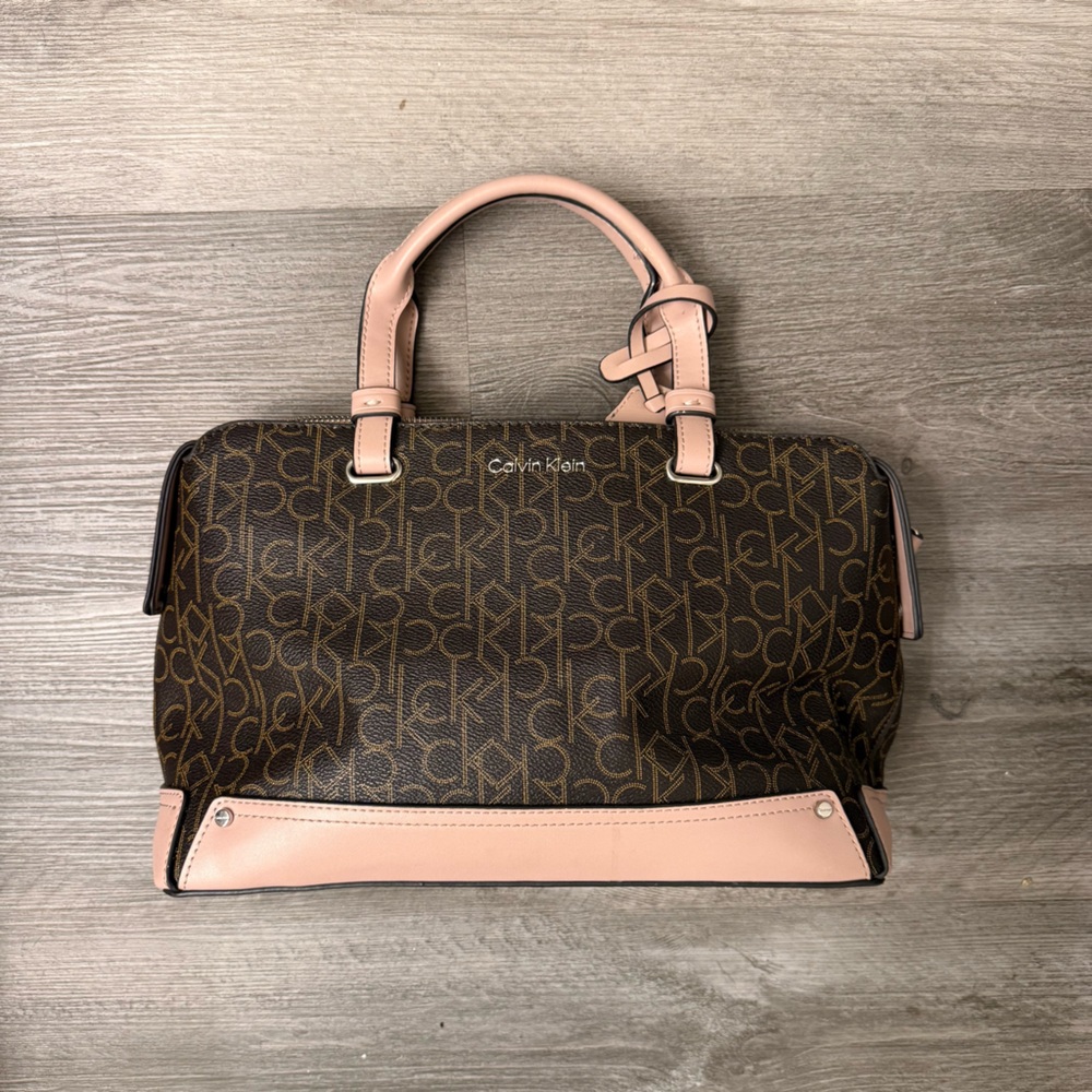 Calvin Klein Signature Brown and Pink Satchel